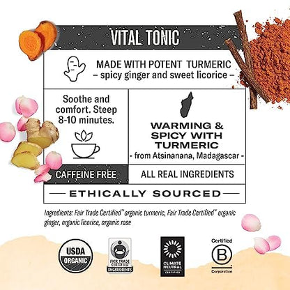 Numi Organic Three Roots Turmeric Tea, 15 Herbal Tea Bags, Caffeine Free