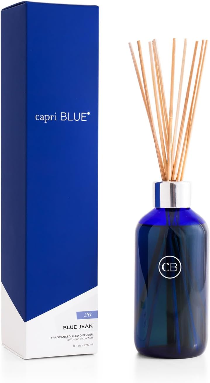 Capri Blue Volcano Reed Diffuser Set, Includes Reeds, Fragrance Oil, and Glass Bottle for Home Décor, Room Fresheners, White (8 Fl Oz)