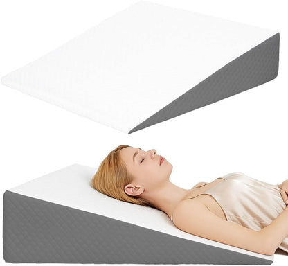 VADSBO Wedge Pillow, Bed Wedge Pillows for Sleeping, Snoring, Back Support, After Surgery, Foam Triangle Pillow, Removable Washable Cover (Gray, 5in)