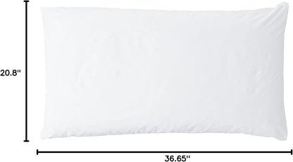 National Allergy Premium 100% Cotton Zippered Pillow Protector - Queen Size - White - 2 Pack - 300 Thread Count - Hypoallergenic Bed Pillowcase with Zipper - Breathable Encasement Cover
