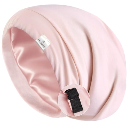 YANIBEST Hair Cover Bonnet Satin Sleep Cap - Adjustable Stay on Silk Lined Slouchy Beanie for Night Sleeping Surgical Hats Pure Black