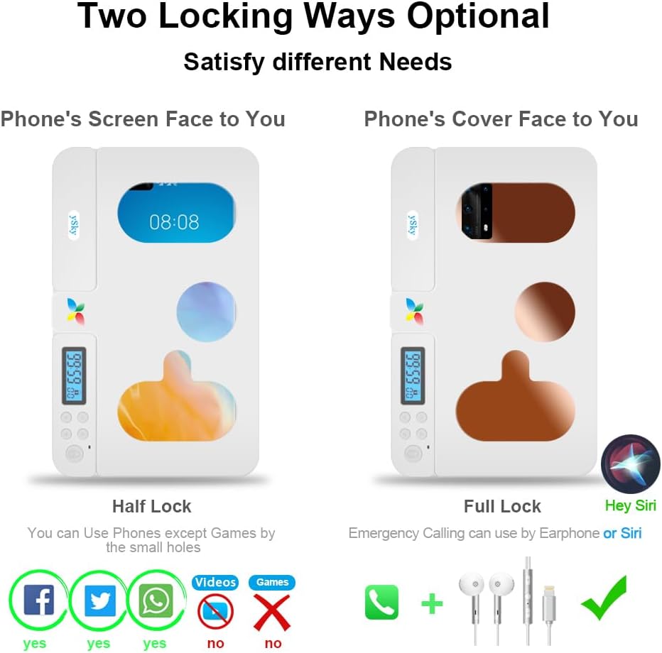 ySky Phone Lock Box with Timer,Phone Access Blocker Device for Cell Phones, Limits Smartphone Access, Reduces Screen Time & Improves Focus,Timed Jail Locker to Help Kids,Students, Adults Focus Back