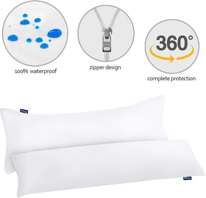 Waterproof Pillow Case Protector with Zipper 4 Pack Standard Size 20 x 26 inch White Pillow Protectors Feather Proof Pillow Covers Encasement Pillow Case