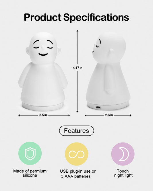 Mindfulness Meditation Anxiety & Stress Relief Tool for Women Men- Relaxing for Adults Kids - Upgraded 2 in 1 Touch Breathing Night Light