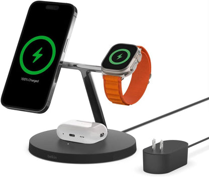 Belkin Qi2 15W Wireless Charging Station, 3 in 1 iPhone Charger