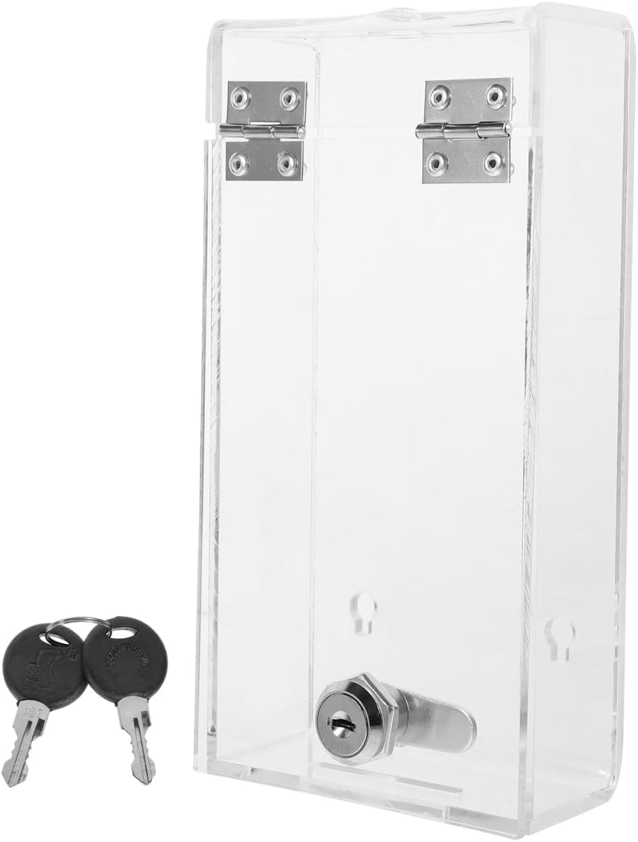 Mobile Phone Storage Box Clear Acrylic Locker with Lock and Key or Screw Style for Office Classroom Employee Cell Phone Security and Focus Enhancement 7.79X3.93X1.96 Inch
