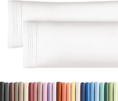 Standard Pillow Cases Set of 10 - Ultra Soft Hotel Quality Pillowcase Covers - Comfy, Cozy & Wrinkle Free - Shrink, Stain and Fade Resistant - Machine Washable Pillow Protectors - 10 Pcs Set - White - Colors A