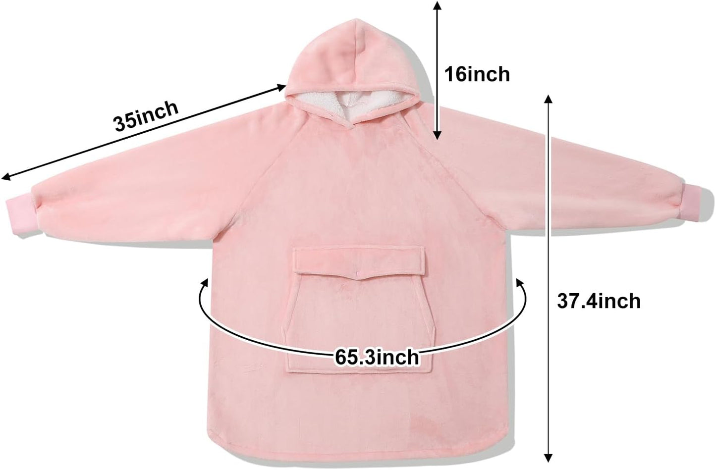 Krifey Wearable Blanket Hoodie, Oversized Sherpa Hooded Blanket for Adults | Soft sherpa fleece with sleeves and pocket; oversized fit for lounging, WFH, camping, Christmas and white elephant gifts.
