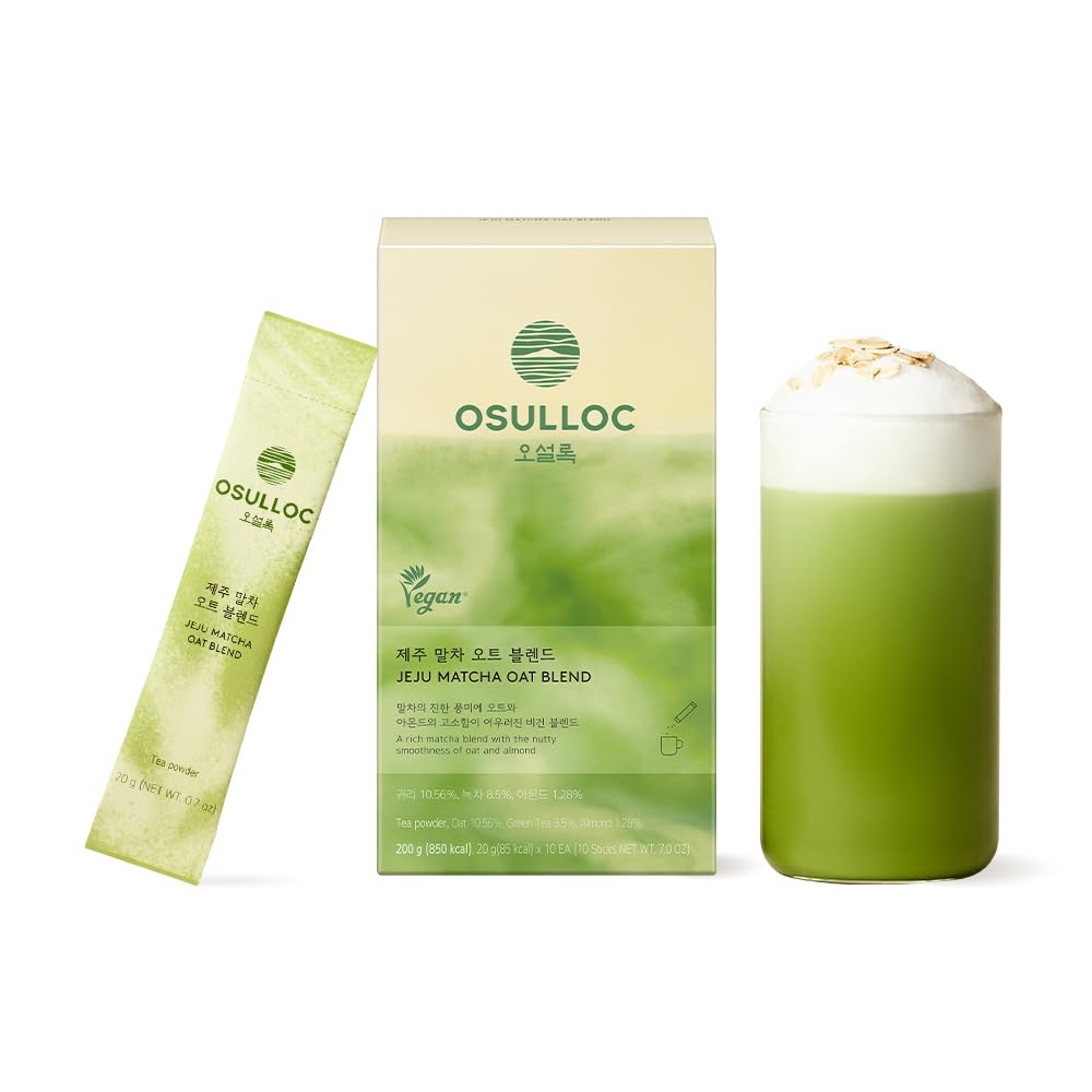 OSULLOC Jeju Matcha Milk Tea Powder Stick Packets, 10 Count