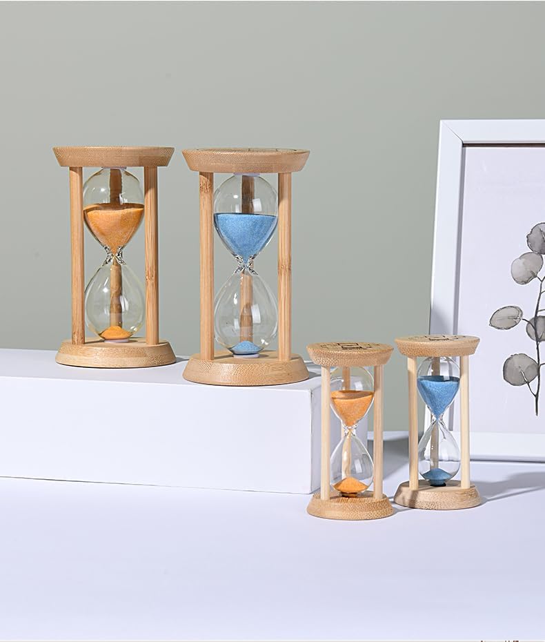 Mini Wooden Sand Timers,100% Bamboo Hourglass Sand Timers 1Min Sandglass Timer for Toothbrush Timer Games Classroom Home Office Cooking(Blue+1Min)
