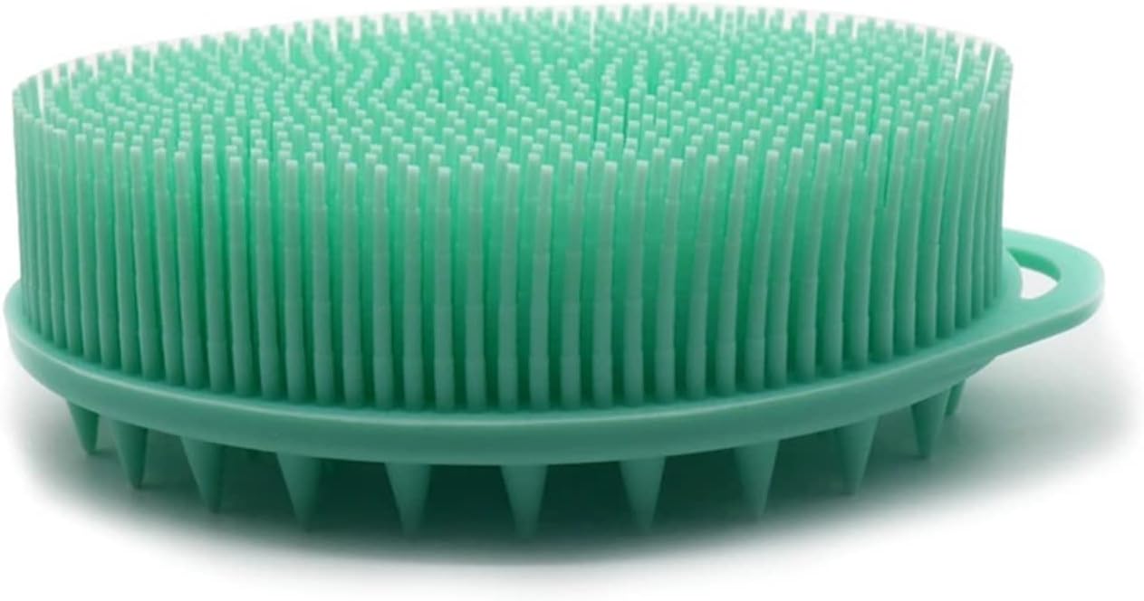 Pink Exfoliating Body Scrubber and Shower Brush - Soft Silicone Loofah for Kids and Adults - All Skin Types