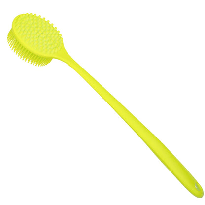 DNC Back Scrubber for Shower Soft Silicone Bath Body Brush with Long Handle (Black)