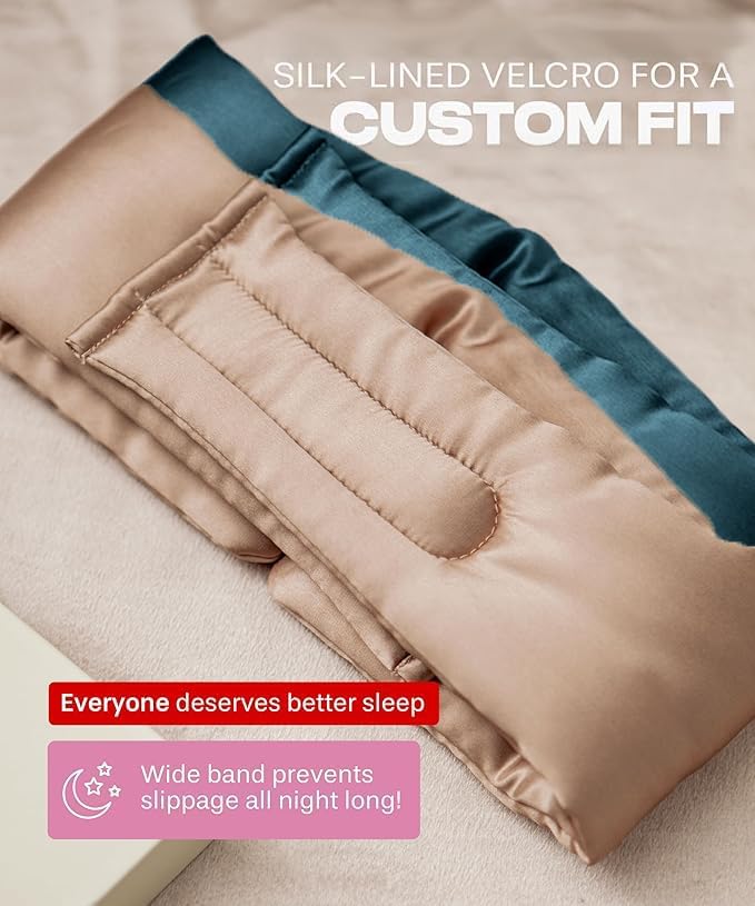SUNDAYSILKS™ | Adjustable Silk Sleep Mask for Side Sleeper | Cloud-Like Comfort, Weighted for Deep Sleep | Soft Sleep Face Mask for Women & Men, Full Blackout, Cooling Silk Eye Mask for Sleeping