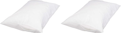 Amazon Basics Standard Breathable 100% Cotton Hypoallergenic Pillow Protector with Zipper, Machine Washable, White, 27 x 21 Inches, Pillows Not Included