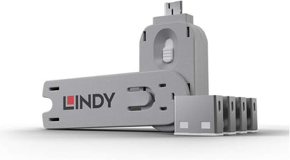 Lindy USB Port Blocker - Pack of 4, Blue (40452)