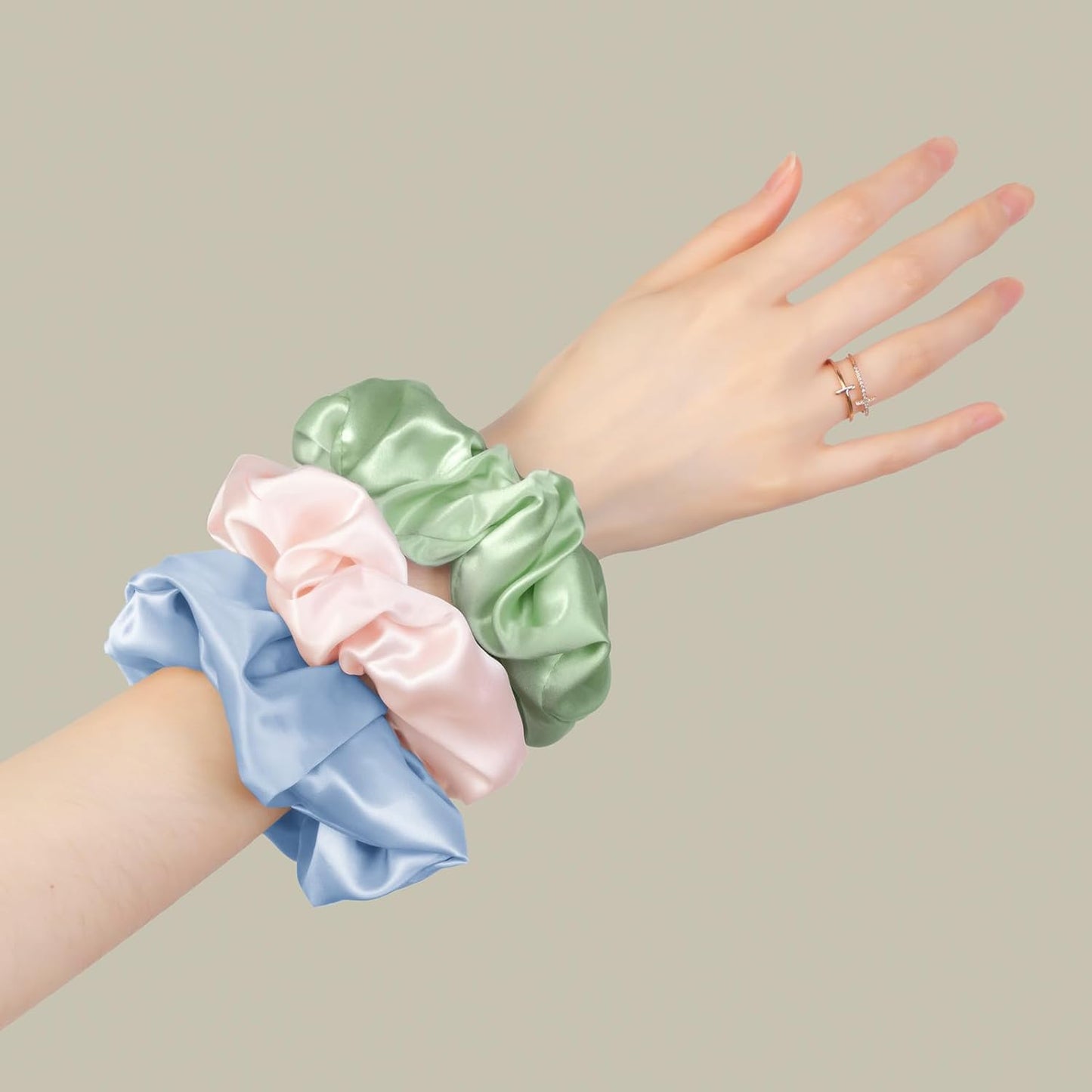 LILYSILK Silk Hair Scrunchies / Ties for Frizz & Breakage Prevention, 100% Mulberry, No Damage, Elastic ponytail Holders, 1Pc, Coffee - Colors A