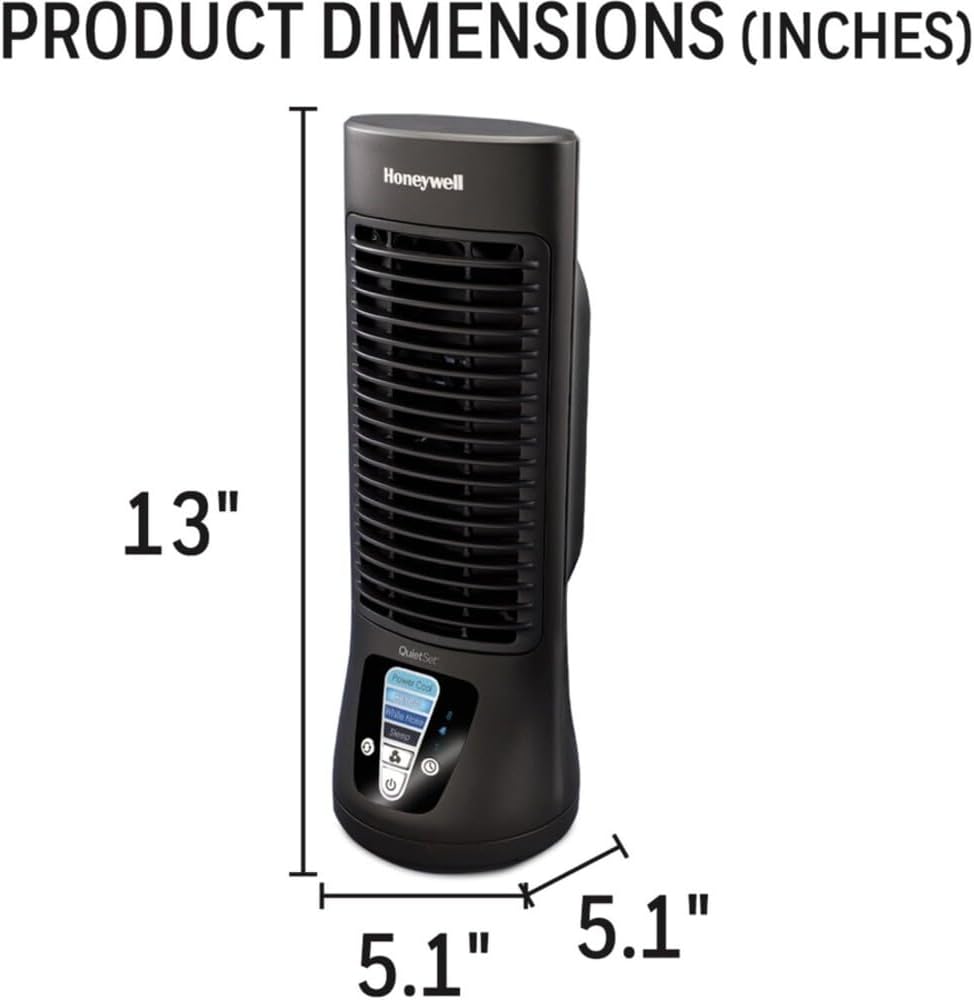 Honeywell QuietSet Personal Table Fan, Oscillating Personal Desk Fan For Bedroom with Quiet Operation, 4 Levels of Power and Sound, Black, HTF210B