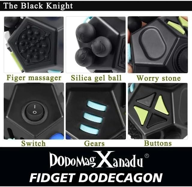 Fidget Dodecagon-12 Sided Fidget Toy Stress Relief Cube for Children and Adults, Silent Compact Classroom Gifts Stocking Stuffers for Teen Boys, Kids(B3 Blue Sky)