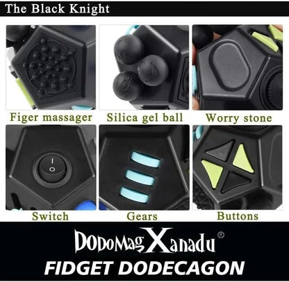 Fidget Dodecagon-12 Sided Fidget Toy Stress Relief Cube for Children and Adults, Silent Compact Classroom Gifts Stocking Stuffers for Teen Boys, Kids(B3 Blue Sky)