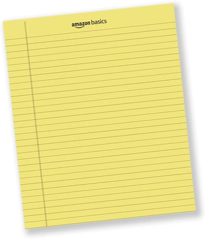 Amazon Basics Wide Ruled Lined Writing Note Pads for Office Supplies, 8.5" x 11.75", White, 12-Pack of 50 Perforated Sheets