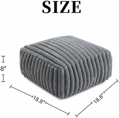 Stuffed Pouf Ottoman Soft Touch Poufs with Foam Chunk Filling Furry and Fluffy Detachable Pouf Foot Stool Storage Ottoman Floor Poufs Foot Rest for Living Room (Caramel, Round)