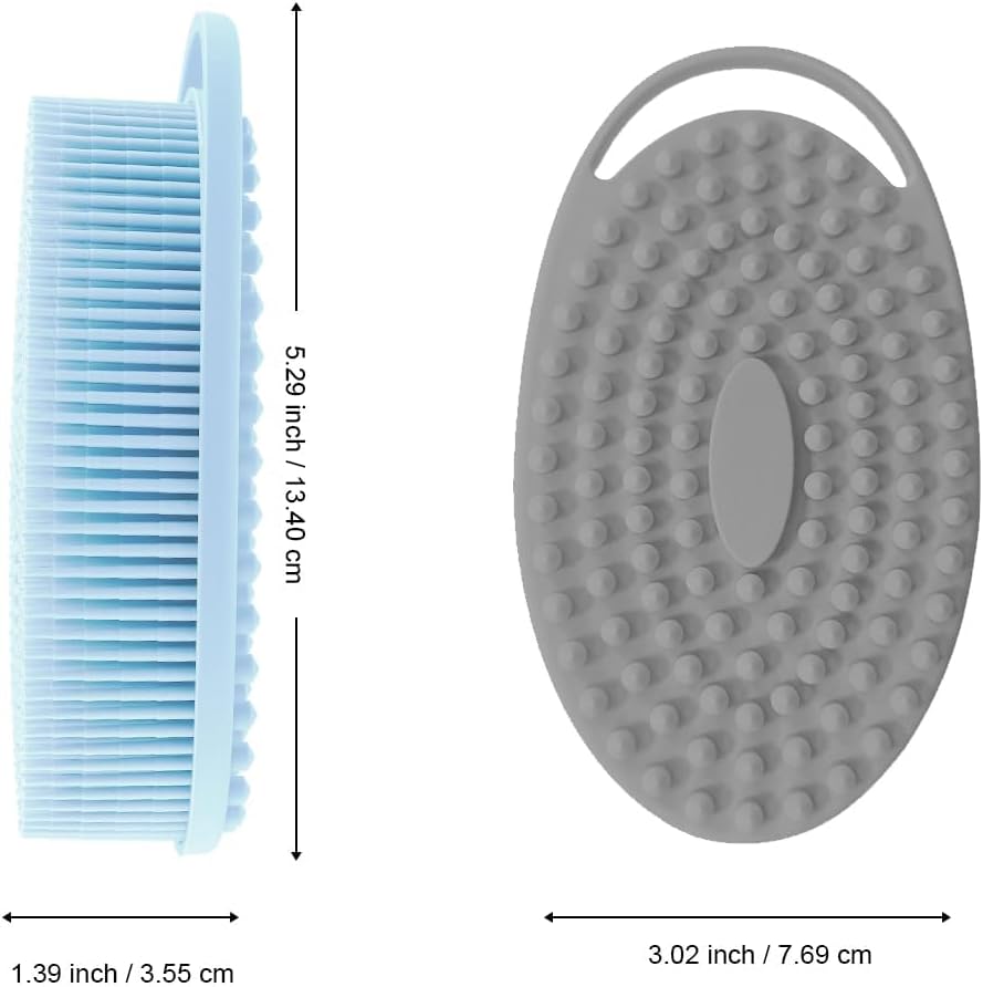 Soft Silicone Body Scrubber 2 PCS Silicone Body Shower, Silicone Loofah 2 in 1 Bath and Shampoo Brush, Body Scrubber Shower Cleaning Exfoliating Use for Sensitive Skin, Lather Well(Black and Pink)