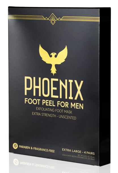 (Pack of 2) Phoenix Foot Peel for Men - Extra Large - Extra Strength - Menthol - Exfoliating Dry Feet Treatment - Callus Remover - Paraben Free