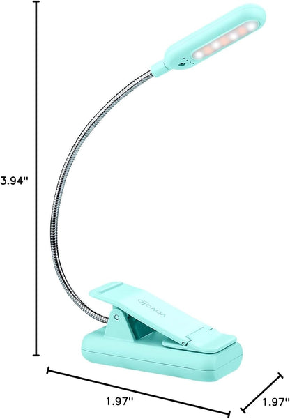 VAVOFO Amber Rechargeable Reading Light, Blue Light Blocking Book Light, 7 LEDs Eye Care 9 Colors 9 Brightness Clip On for Kids Bookworms Reading in Bed with Power Indicator Lasting 70h (Black)