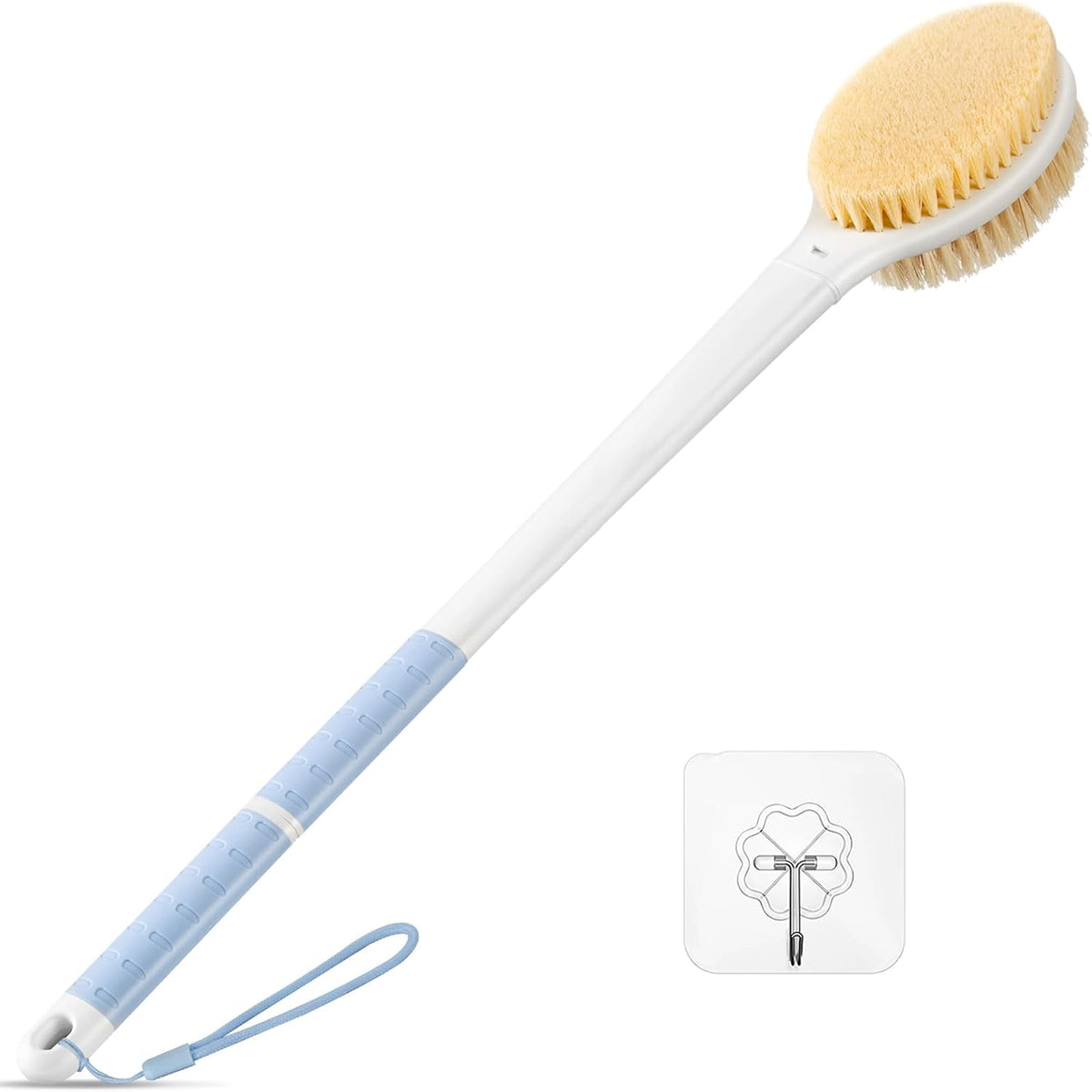 Dry Brushing Body Brush for Massage - Natural Boar Bristle Exfoliating Brush with Massage Nodes for Lymphatic Drainage, Cellulite, Blood Circulation Improving Skin Health for Women Men Elderly(Grey)