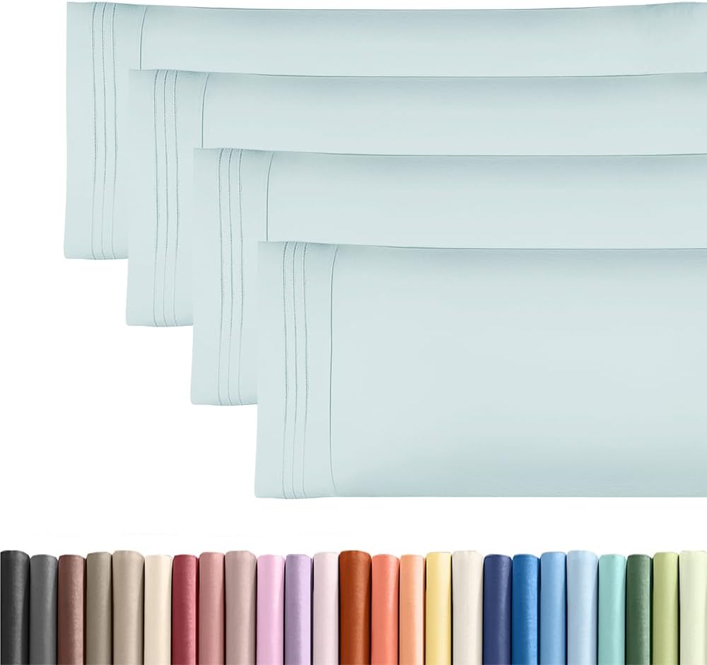 Standard Pillow Cases Set of 10 - Ultra Soft Hotel Quality Pillowcase Covers - Comfy, Cozy & Wrinkle Free - Shrink, Stain and Fade Resistant - Machine Washable Pillow Protectors - 10 Pcs Set - White - Colors B