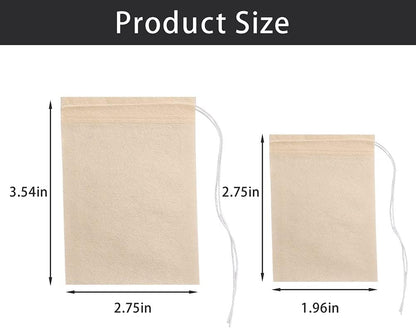 Empty Tea Bags - 300 Pcs Disposable Drawstring Unbleached Filter Bags for Loose Leaf Tea and Coffee (3.54 x 2.75 inch)