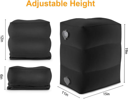 Inflatable Travel Foot Rest Pillow, Kids Airplane Bed, Adjustable Height Leg Pillow for Air Travel, Make a Flat Bed for Kids and Toddlers, Great for Airplane, Train, car（Grey, 1 Pack）