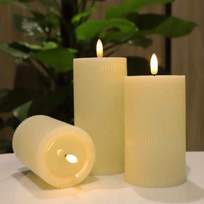 ANGELLOONG Flickering Flameless Candles, Realistic Battery Operated Candles with Remote and Timer, Set of 3 LED Candles for Fall Room Home Wedding Decor Centerpieces Table Party Christmas Decorations