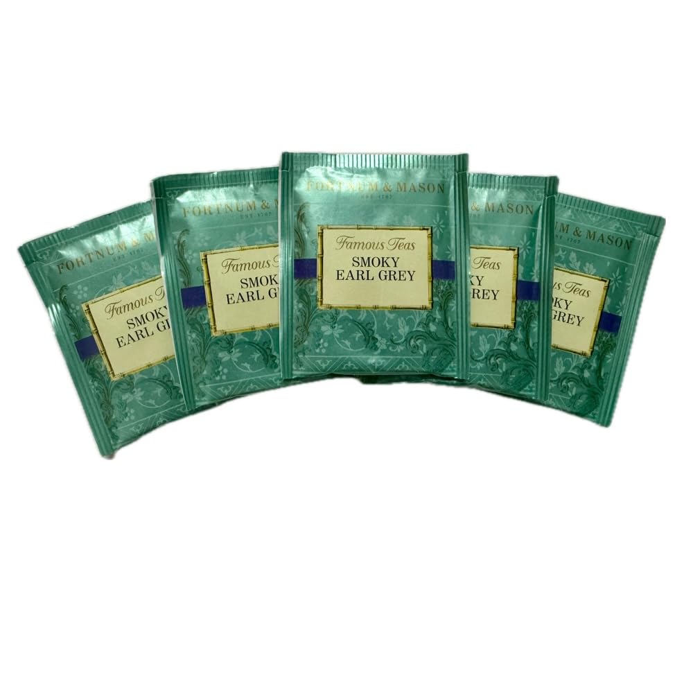Fortnum and Mason Smoky Earl Grey 25 Count Tea Bags 50g (1 Pack) Cellophane Sealed Box