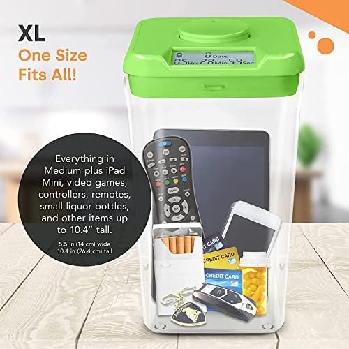 Kitchen Safe Time Locking Container (Medium), Timed Lock Box for Cell Phones, Snacks, and other unwanted temptations (White Lid + 5.5” Clear Base)