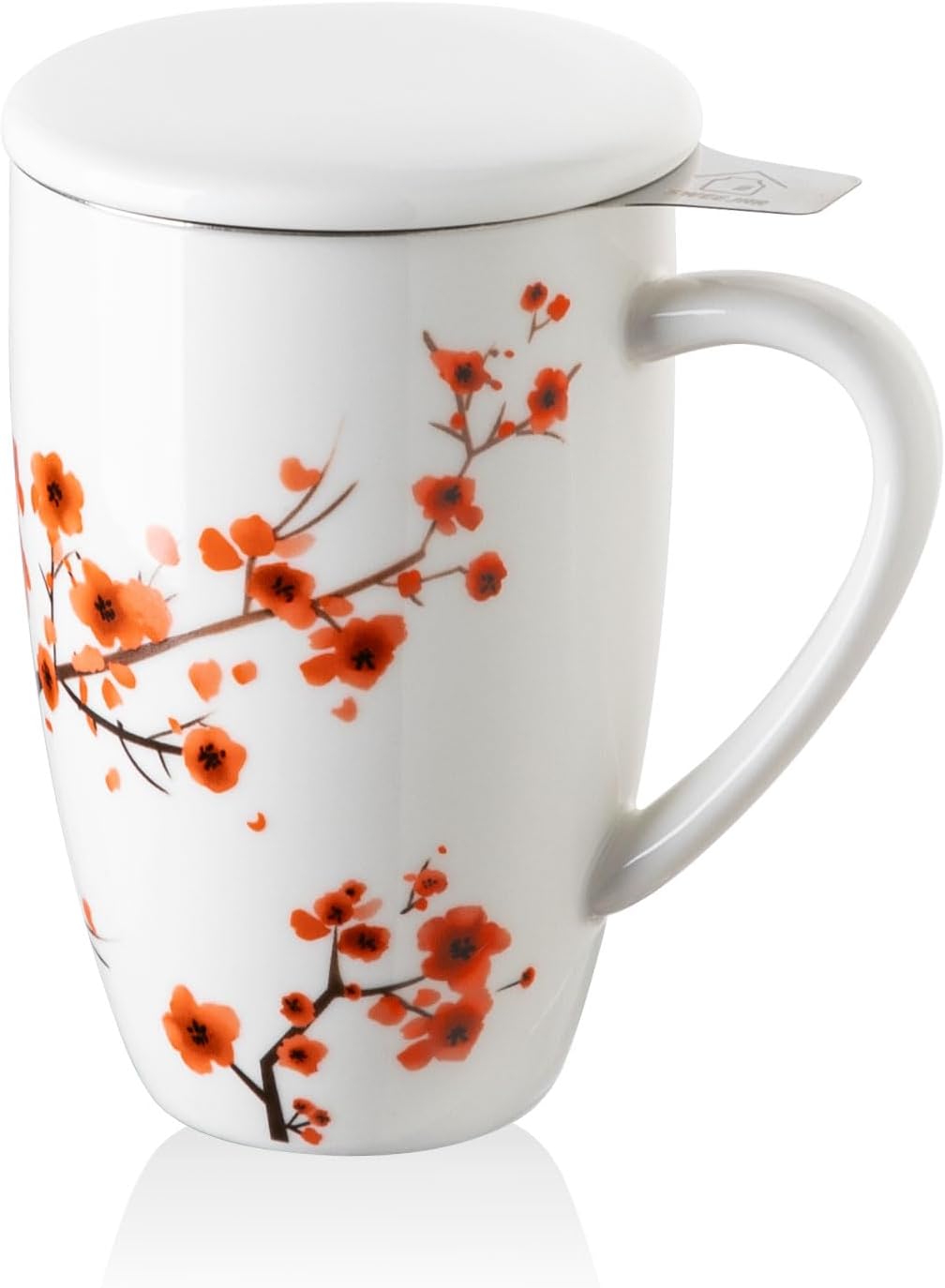 Sweejar Porcelain Tea Infuser Mug with Lid, 16 oz Teacup with Strainers for Loose Leaf Tea, Microwave and Dishwasher Safe Coffee Mug(Purple)
