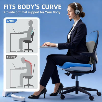 Lumbar Support Pillow for Office Chair, Memory Foam Lumbar Pillow for Lower Back Pain Relief (Grey)