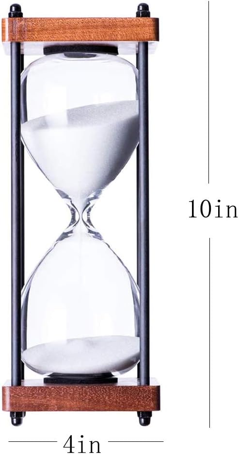 Large Hourglass Timer 60 Minute, Decorative Wooden Sandglass, Black