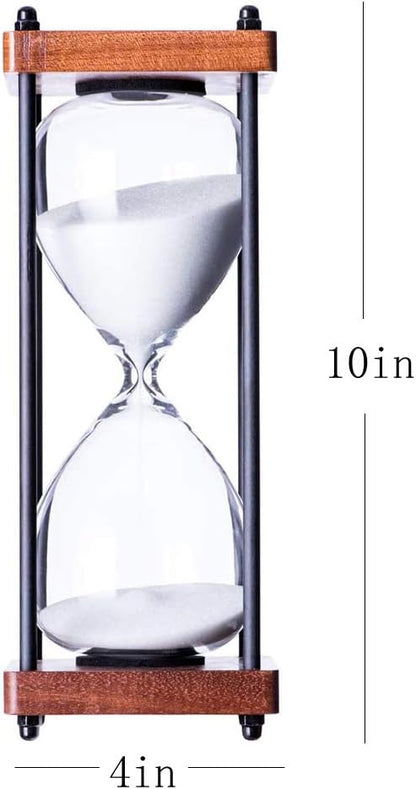 Large Hourglass Timer 60 Minute, Decorative Wooden Sandglass, Black