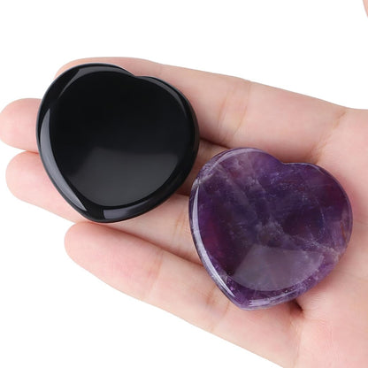 YATOJUZI Thumb Worry Stones for Anxiety Stress Relief Items Healing Crystals Natural Amethyst Rose Quartz Crystal Palm Pocket Stone Gemstones Meditation Reiki Spiritual Gifts for Women Men 2PCS