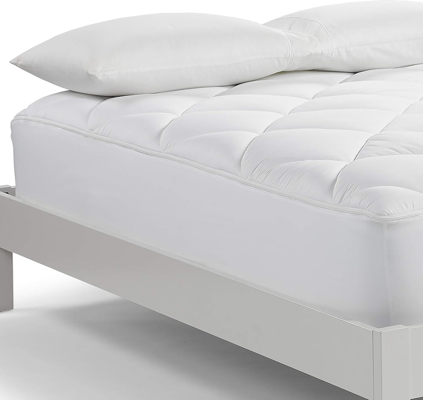 Serta Luxury Firm 100% Cotton Quilted Mattress Pad with Cooling Fiber Fill, King, White