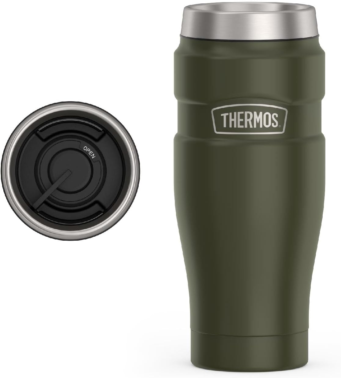 THERMOS Stainless King Vacuum-Insulated Travel Tumbler, 16 Ounce, Matte Steel