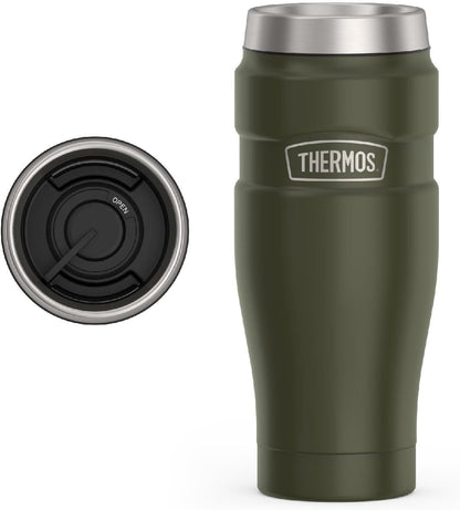 THERMOS Stainless King Vacuum-Insulated Travel Tumbler, 16 Ounce, Matte Steel