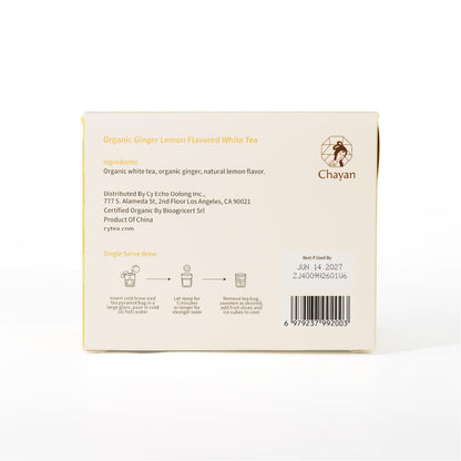 Chayan Organic White Tea Bags, Ginger with Natural Lemon Flavor,20 Count