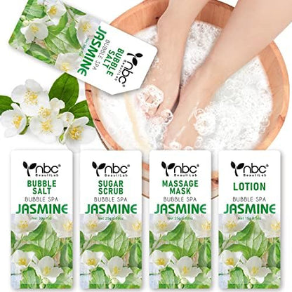 Pedicure Kit Foot Soak Set: Bubble Salt, Sugar Scrub, Massage Mask, Massage Lotion in a Box, 4 Step Foot Spa Kit for Dry Feet, Softens Calluses, Tired Feet（3 Set Lavender) - Colors A