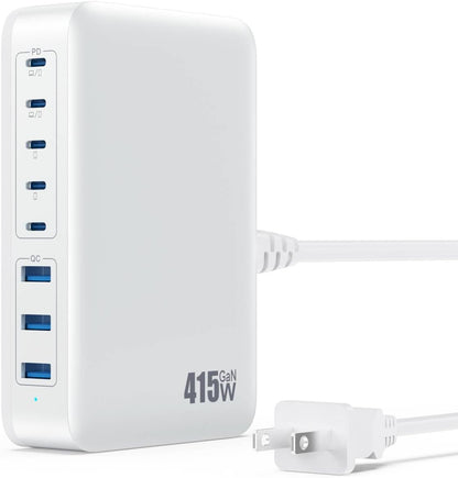 USB C Charger 200W USB C Charger Block,Upgraded GaN III 8-Port Fast Charging Station Hub,PD 65W Laptop Charging Adapter Compatible with MacBook Pro/Air,DELL,Steam Deck,iPhone 16/15/14,Galaxy S23/22