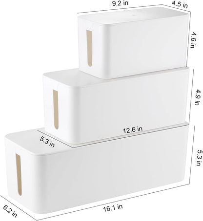 Tuwechen 3 Pack Cable Management Box, Cable Organizer Box to Hide Wires