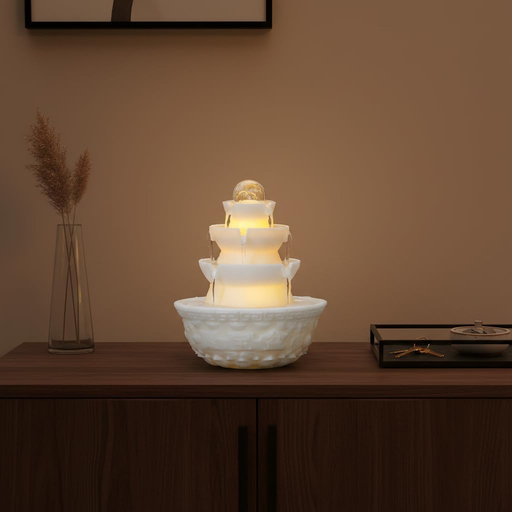Tabletop Water Fountain - Desktop Waterfall Fountain Indoor Tabletop Humidifiers Home Decoration for Office, Living Room, or Bedroom
