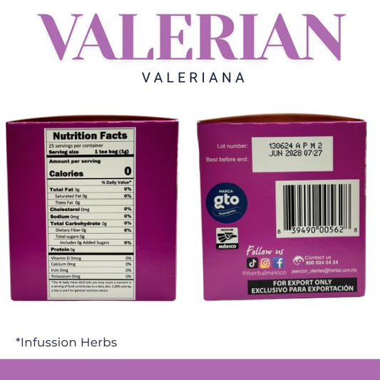 Therbal Valerian Root Herbal Tea – 25 Tea Bags – Natural Sleep & Relaxation Support – Caffeine-Free – 0.88 oz