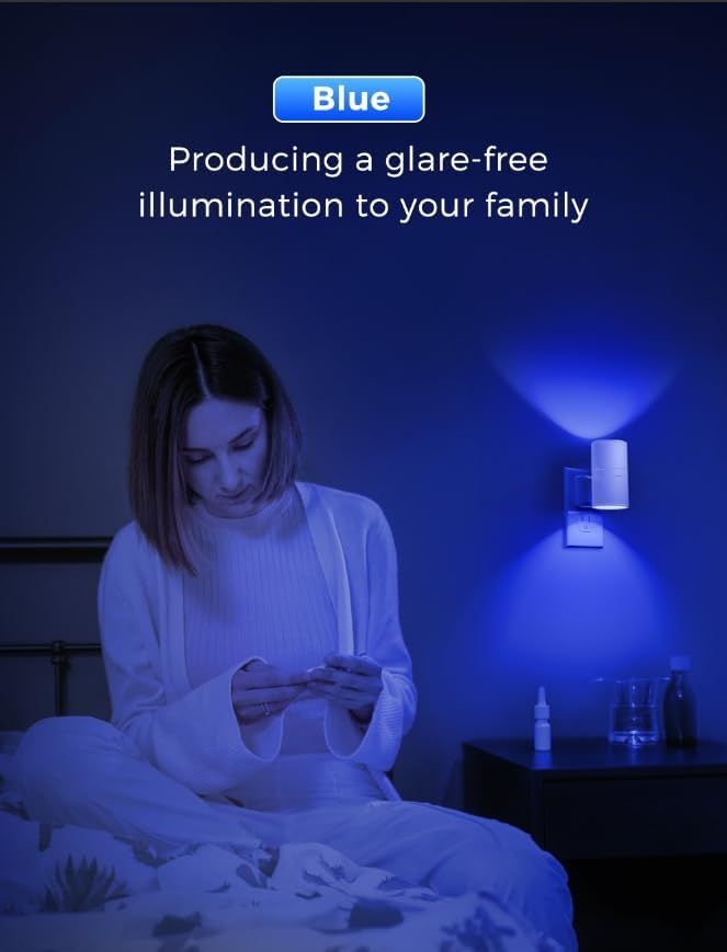 L LOHAS LED Night Light, Amber Nightlight, Dimmable Night Light 100LM, Light Sensor, Yellow Nightlight, Sleep Light for Kids, Soft & Warm Light for Bedroom, Hallway, Bathroom, 2 Pack